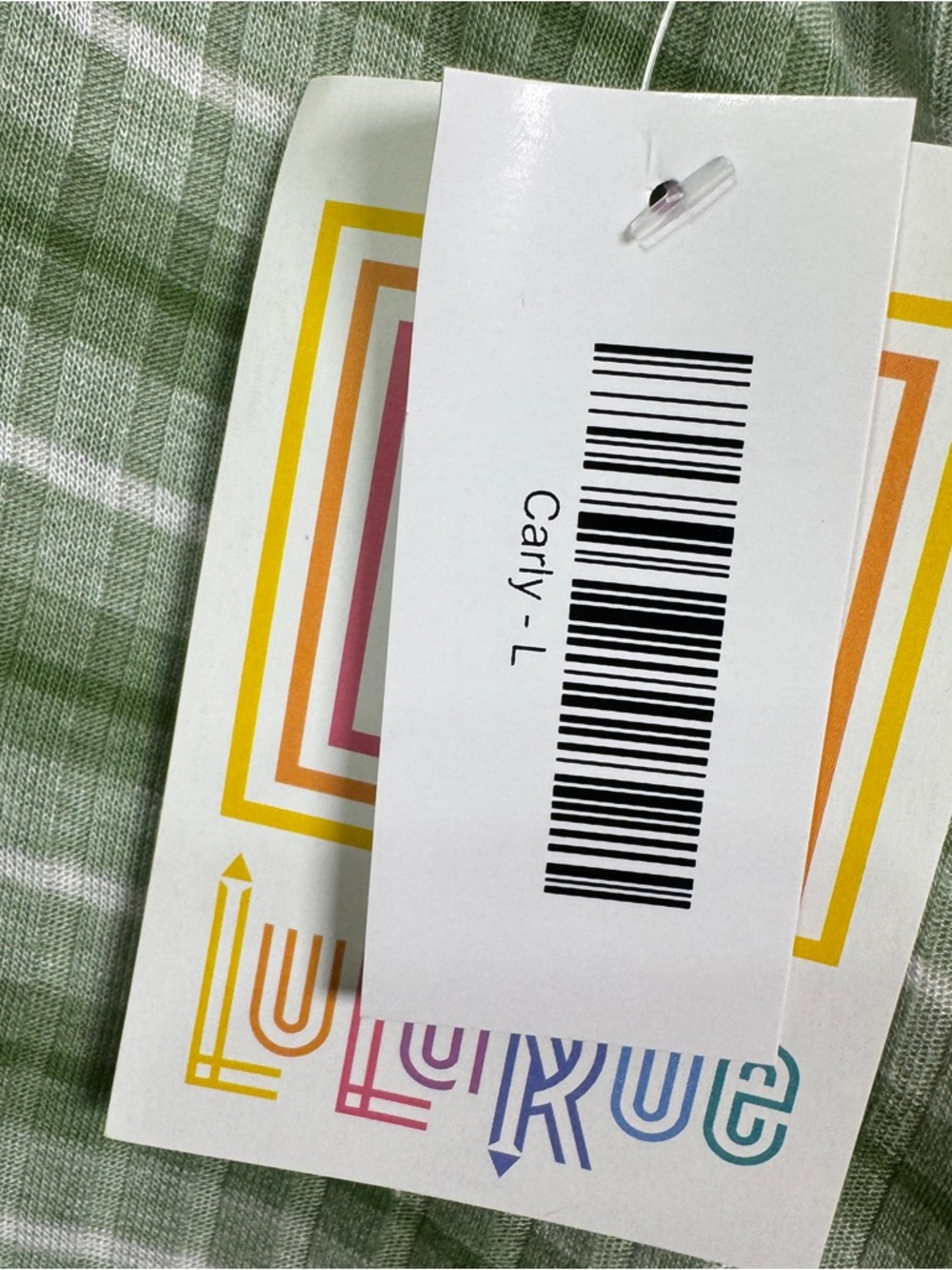 LuLaRoe NWT Carly Dress L Green Stripe Pocket short sleeve flowy - Picture 4 of 6